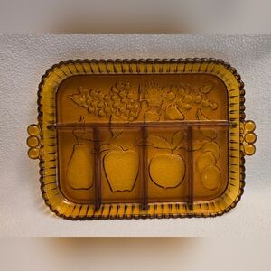 Amber Glass Divided Serving Tray